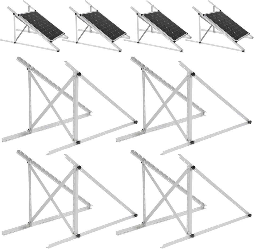 AeternaSol 45 Inch 4 Sets Solar Panel Mounting Brackets Kit 0-90 Adjustable Solar Panel Tilt Mount Brackets for 100-400W Panels Windproof for Roof,RV,Ground, Boat and Off-Grid (4Sets Upgrade)