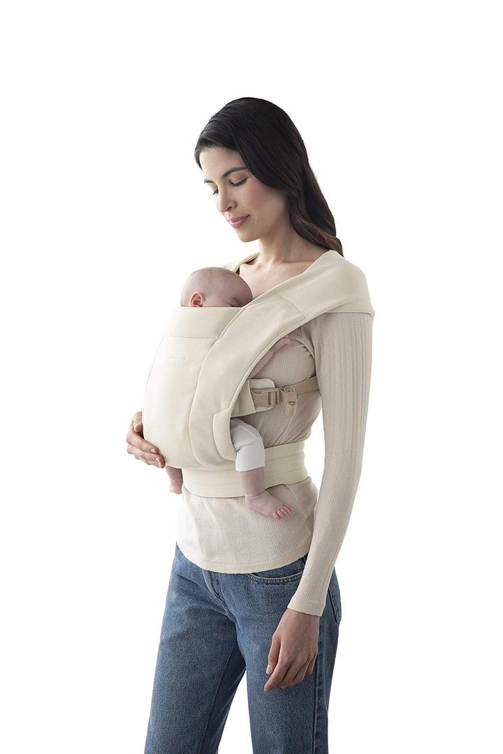 Ergobaby Embrace Cozy Newborn Essentials Baby Carrier Wrap (7-25 Pounds), Ponte Knit, Cream