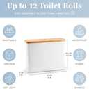 LONBET Toilet Paper Storage for 12 Rolls, Stackable & Foldable - The Ultimate Bathroom Organizer - Waterproof Basket with Bamboo Lid - Elegant Toilet Paper Storage Holder, Gray