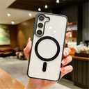 GOTBAC Wireless Charging Matte Candy Clear Case for Samsung Galaxy S23 S22 Plus Ultra Acrylic Bumper Magnetic Compatible,Black,for S22