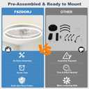 Fszdorj 24'' Ceiling Fan with Light and Remote,White Low profile Fandelier