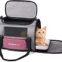 BurgeonNest Cat Carriers for Medium Puppy Under 25 lbs, Pet Carrier for Cats with Unique Side Bag,Top Load Small Pet Bag Soft-Sided Escape Proof with 4 Ventilated Windows (17.7"L x 12.0"W x 12.5"H, Pink)