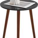Apicizon Brown Side Table for Bedroom, End Table Bedside Table Nightstand Coffee Table with Brown Wood Legs for Living Room, 16.5 x 20.5 Inches, Black & Brown