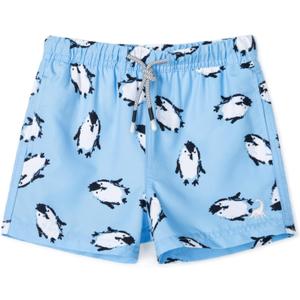 SURF CUZ Boys Swim Trunks Toddler Swim Shorts UPF 50+ Bathing Suit for Boy Swimsuit Quick Dry Mesh Beach Boardshorts Swimwear (8 Years, Blue Penguin)