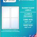 Premium Label Supply Glossy Clear Labels 3.5" x 5" Laser/Inkjet Compatible (4 per Sheet), 10 Sheets 40 Total Adhesive Labels