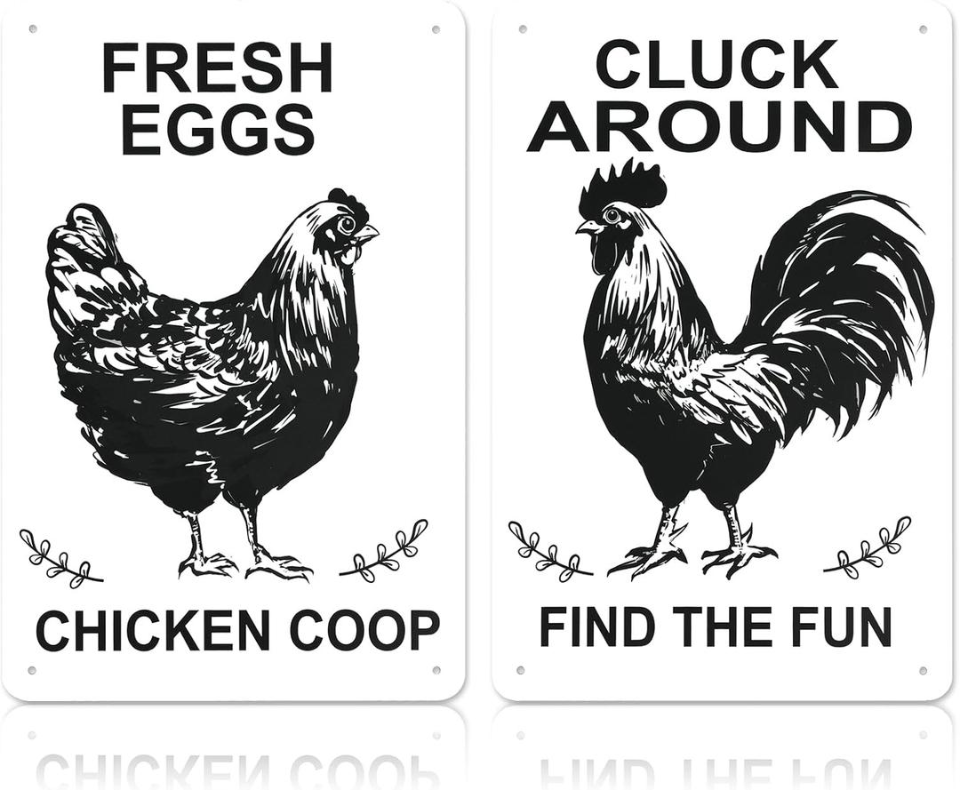 2 x 2PCS Funny Chicken Coop Signs Decor