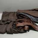 Men's Hooded Robe Tunic Cosplay Costume Knight Cloak Tunic Uniform Pants with Belt Full Set Halloween Outfits (XX-Large, Brown)