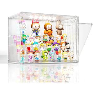 Clear Acrylic Display Case with Light for Figures/Collectibles, Figurine Display Shelf, LED Lighted Display Cases Collection Hobby Display Case for Miniatures, Car Model, Perfume, 1 Pack
