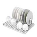 NEWITEE Silicone Dish Drying Mat with Drain Lip, Drying Matt Kitchen Counter, Drain Boards for Kitchen Counter, Dish Drainers for Kitchen Counter, Non-Slip Dish Drying Rack Pad 16" x 12" White