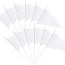12 Pack White Pennant Flags Small Mini Hand Held Solid Color Pennant On Sticks Flags with 12.6"Solid Pole & Spear Top,Party Events Celebration, School, Grand Opening, Kids Birthday, Sports Clubs, Flower Pot