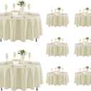 Fitable 8 Pack Round Tablecloths: Stain Resistant Wrinkle Free Circle Table Clothes, Washable Reusable Polyester Table Covers for Wedding Party Birthday Banquet Reception(Ivory, 84 Inch)