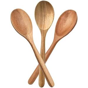 Wooden Spoons for Cooking, Healthy Acacia Wood Spoon Scoops, Kitchen Serving Spoon Set of 3, Food Servers Ladle, Cooking Utensil For Soup Stirring, Salad Servers