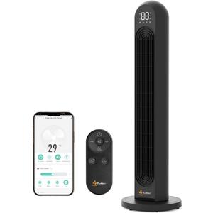 EcoNour Smart Tower Fan with Wifi & Alexa Control, 42 Inch, 120 Oscillation, 2000 CFM High Airflow, 28dB Quiet DC Motor, 12 Speeds & 4 Modes, 1500 RPM standing Floor Fan for Bedroom, Home & Office