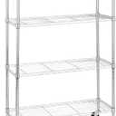 Amazon Basics 4-Shelf Adjustable Heavy Duty Storage Shelving Unit with Wheels, No-Tool Easy Assembly, Garage Shelving, Metal Wire Rack with Casters and Leveling Feet, 36" x 14" x 57.8", Chrome