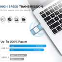 Flash Drive for iPhone 256GB, 4 in 1 USB Type C Memory Stick, Photo Stick External Storage Thumb Drive for iPhone iPad Android Computer, Sky Blue