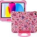 iPad 10.2 Kids Tablet Case for Boy & Girl - Pink Princess EVA Foam Shockproof Kid-Proof Case with Stand & Handle