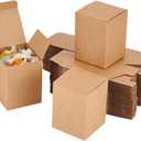 BENECREAT 60PCS Gift Boxes Brown Paper Boxes Party Favor Boxes 2.5 x 2.5 x 3 Inches with Lids for Gift Wrapping, Wedding Party Favors