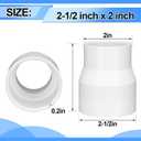 2 Pcs 2-1/2" x 2" PVC DWV Reducer Coupling Adapter (Socket x Socket) Schedule 40 Slip Reducing Coupling Pipe Fittings for Home Sewer Plumbing