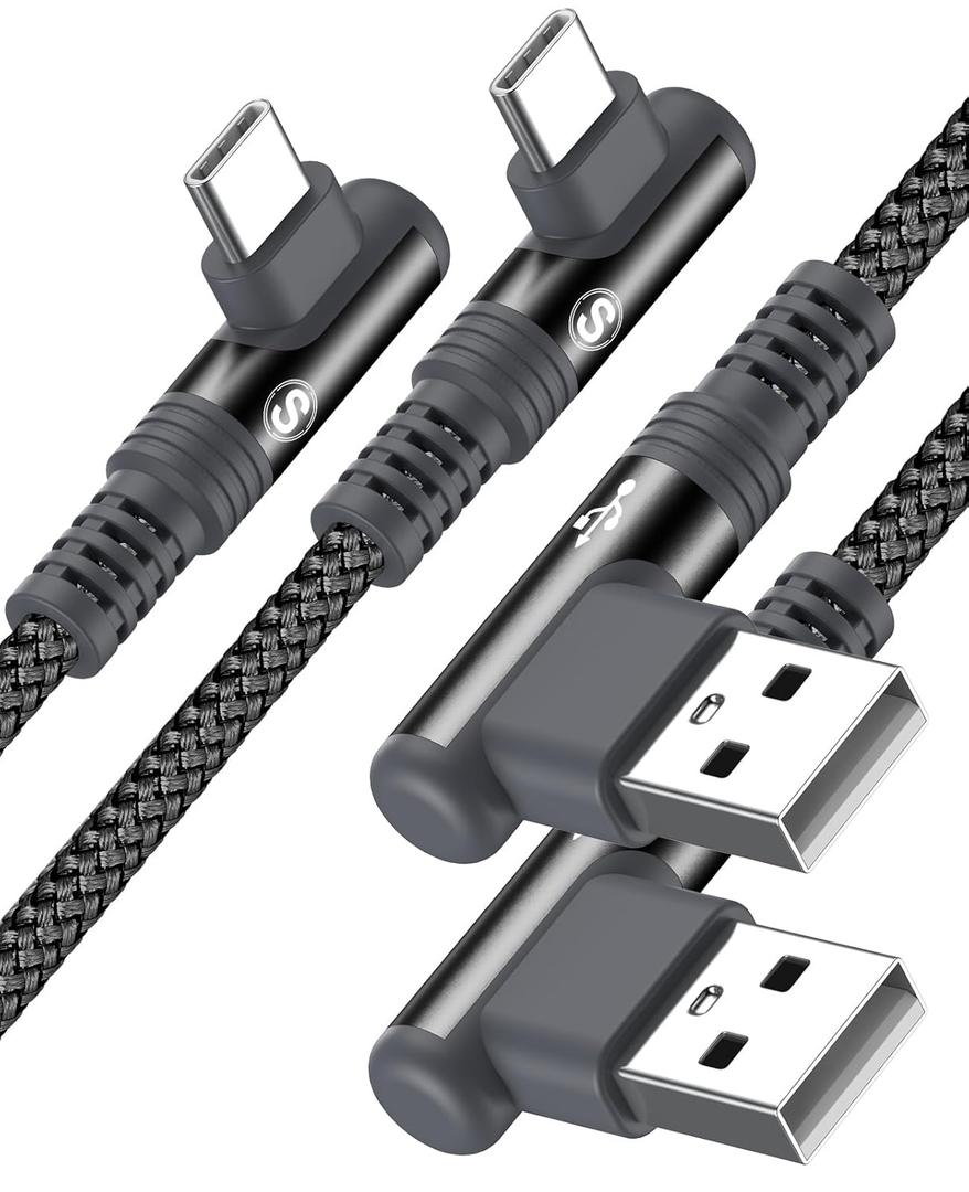 sweguard iPhone 17 Charger USB to Type C Cable 90 Degree [2-Pack,3.3FT] Fast Charging Cord for iPhone 17 16 15 Pro Max Plus Galaxy S25 S24 S23 S22 S21 S20 A55 A54 A15 Note Flip LG Pixel Moto