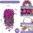 Artificial Hanging Flowers for Outdoors, 2 PCS 300 Blooms UV Resistant Morning Glory Faux Silk Vines, No-Odor Realistic Fake Plants for Garden Planter Porch Patio Decoration, Fuchsia & LightPurple