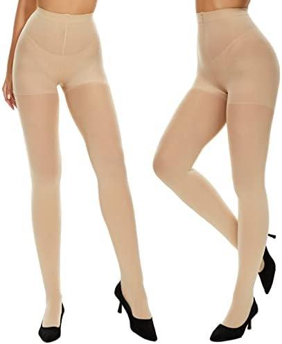 MANZI Run Resistant Control Top Panty Hose Opaque Tights Size Medium
