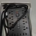 6 FT Flat Plug Surge Protector Power Strip,11 Multiple AC Outlets with 6 USB Ports (2 USB C), 6 Feet Extension Cord, 1250W/10A, One Touch Switch Button, 17 in 1 Compact powerstrip