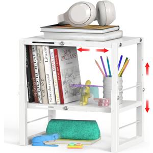 Locker Organizer Shelf White, Metal Adjustable Width and Height, Ideal Locker for School, Office, and Gym Lockers, Extends Locker Storage Organization