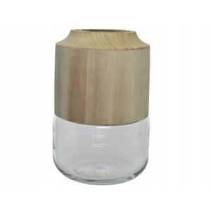 5.5x 9 
VASE Scandinavian boho style glass and wood