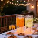 2 PCS 3.2 Gallon Drink Dispensers for Parties, Beverage Dispenser with 304 Stainless Steel Spigot, Plastic Lemonade Juice Dispenser With LED Light Stand, Great for Water, Juice, Punch, Ice Tea
