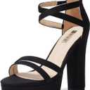 IDIFU Women's Platform Chunky High Heels Dress Sandals Open Toe Ankle Strap Strappy Wedding Bridal Party Dance Shoes For Women Bride (9, M Black Nubuck)
