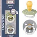 Bibs Pacifiers Color Collection, Set of 2 BPA-Free Latex Pacifiers Made in Europe, Round Nipple Baby Pacifier.