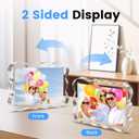 Acrylic Picture Frames 3 Pack, 46 In Magnetic Picture Photo Frames, Clear Frameless Photo Display Freestanding,Double Sided Picture Frame Gift for Desk Desktop Home Office Decor,UV Protection