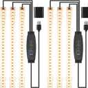 LED Grow Light Strips, Grow Lights for Indoor Plants Full Spectrum 3000K, Plant Light Bar with 3/9/12H Timer, 10 Dimmable Levels for Seedling Succulent,Best Match for Plant Shelf(3 Head2 Pack) (Warm)
