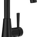 Moen Ronan Matte Black Double Bend Single Hole Modern Bathroom Sink Faucet with Optional Deckplate and Spring Loaded Drain Assembly, 84024BL