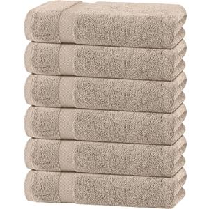 White Classic Wealuxe Taupe Bath Towels 24x50 Inch, Cotton Towel Set for Bathroom, Hotel, Gym, Spa, Soft Extra Absorbent Quick Dry 6 Pack