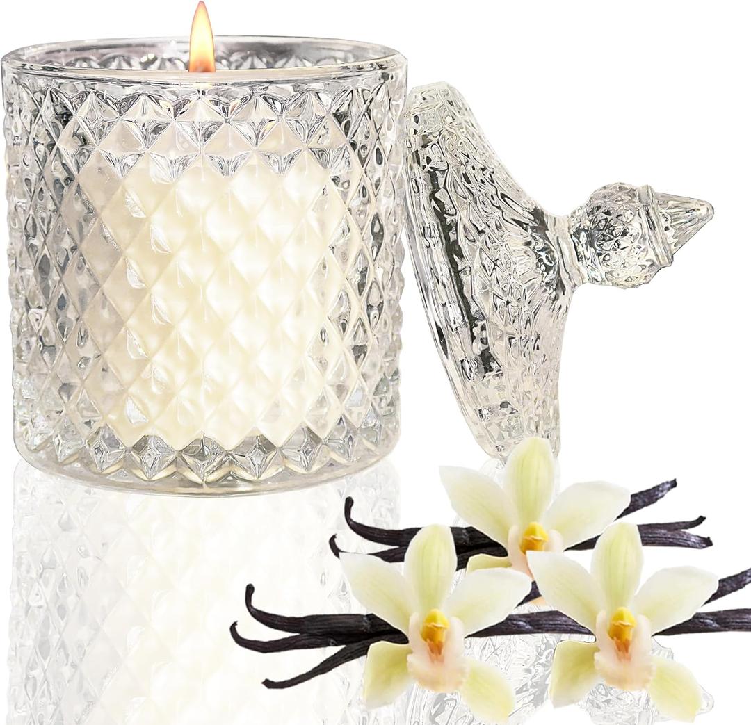 10 Oz Vanilla CandleSoy White CandlesScented Candles for Homewith an Extra Long Burn Time of 60 Hours, The Non-Toxic Soy Candle is The Beautiful Gift for Girls!