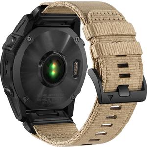 Abanen Upgraded Quick Fit 22mm Nylon Watch Bands for Garmin Fenix 8 47mm / Fenix 7 / epix Pro 47mm, Adjustable Webbing Sports Strap with Stainless Steel Clasp for Instinct 3 45mm, Fenix 6/5