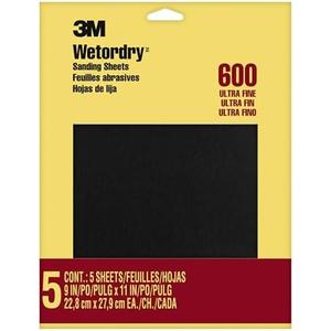 3M Wet or dry Sandpaper, 9 in. x 11 inch, 600 Grit, Ultra Fine, 4 Sheets/Pack