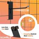 HUHOLE 50 Pack Gridwall Hooks 6 Inch Black Metal Display Hangers for Wire Grid Panel Heavy Duty Retail Store Fixtures, Garage Organizer, Craft Fair & Jewelry Rack (20lbs Capacity)