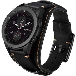 Compatible with Samsung Galaxy Watch 6 Classic 43mm 47mm/ Galaxy Watch 4 40mm 44mm/Watch 4 Classic 42mm 46mm/Galaxy Watch 3 41mm/Active 2 40mm 44mm Bands 20mm Genuine Leather Cuff Strap(Black)
