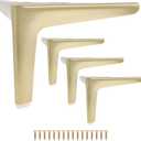 4.7 Inch Heavy Duty Furniture Legs Antique Brushed Gold, Metal Triangle Furniture Feet Set of 4, Modern Style DIY Replacement for Sofa Legs, Cabinet Legs, Dresser Legs (Brushed Gold, 4.7 Inch)