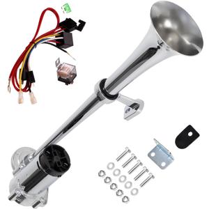 FARBIN Air Horn for Truck 12V Loud Train Horn 150dB Airhorn Kit with Compressor for Any 12V Vehicles Trucks Lorries Trains Cars Boats (Silver)