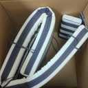 Outdoor Chaise Lounge Cushion, Waterproof Lounge Chair Cushions, 3 in High-Density Sponge Patio Furniture Chaise Replacement Cushions with Headres for Lawn Pool (Navy Blue White Stripes, 1PCS)
