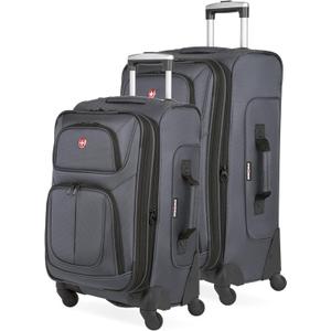 SwissGear Sion Softside Expandable Luggage with Spinner Wheels, Dark Grey, 2-Piece Set (21/25)