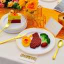 700 PCS Gold Plastic Dinnerware for 100 Guests, Gold and White Disposable Plates include 100 Dinner Plates,100 Dessert Plates,100 Silverware Set,100 Cups,100 Napkins