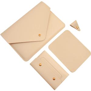 Laptop Sleeve 13 Inch Compatible with New 2024 MacBook Air 13, New MacBook Pro 13, Dell XPS 13 with Small Pouch, Mouse Pad and Cord Organizer, Color Beige