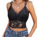 Avidlove Lace Bralettes for Women Racerback Crop Top V-Neck Camisole Tank Tops Sexy Spaghetti Strap (Black,L)