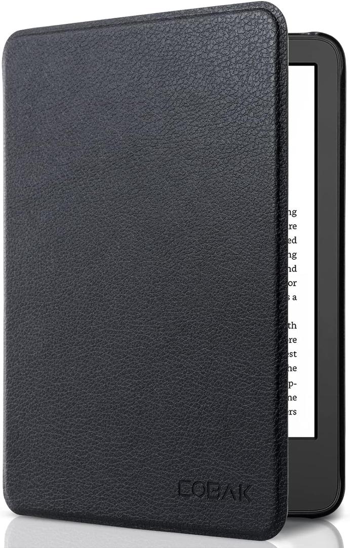 CoBak Case for All New 6 Inch E-Reader 2024 and 2022 (11 Generation) - PU Leather Smart Cover, Auto Sleep and Wake, not Compatible with Kobo Clara.Black Pebbled