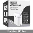 ELPHECO Bathroom Trash Can, 2.5 Gallon Motion Sensor Waterproof Trash Bin with Butterfly lid, Bathroom Decor Waste Basket Garbage Bin for Bedroom Kitchen and Office use, White with Grey Button