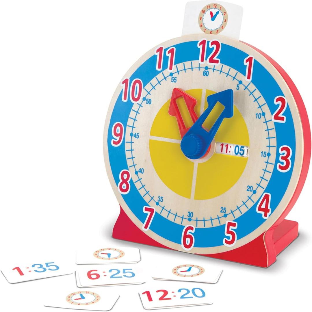Melissa & Doug Turn & Tell Wooden Clock - Educational Toy with 12+ Reversible Time Cards